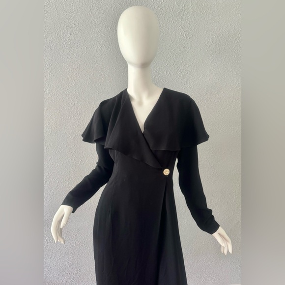Vintage 80s Black Avant Garde Wide Leg Long Sleeve Jumpsuit M - Picture 6 of 11